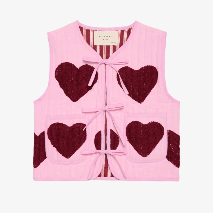 Honey mini quilted suzani vest burgundy Sissel edelbo voorzijde.