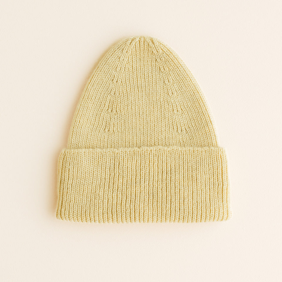 Beanie light yellow hvid voorzijde