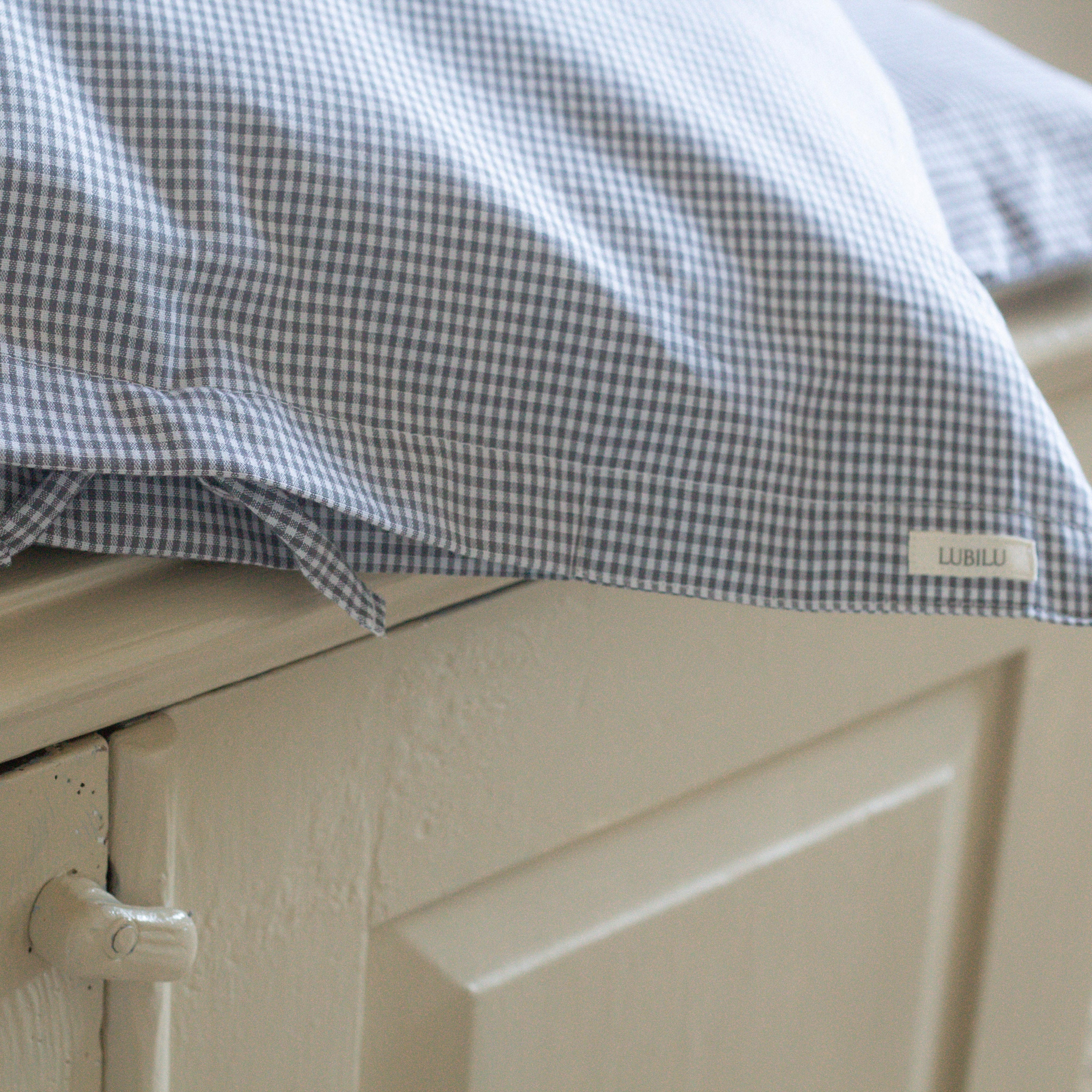 Junior bedset grijs ruitjes