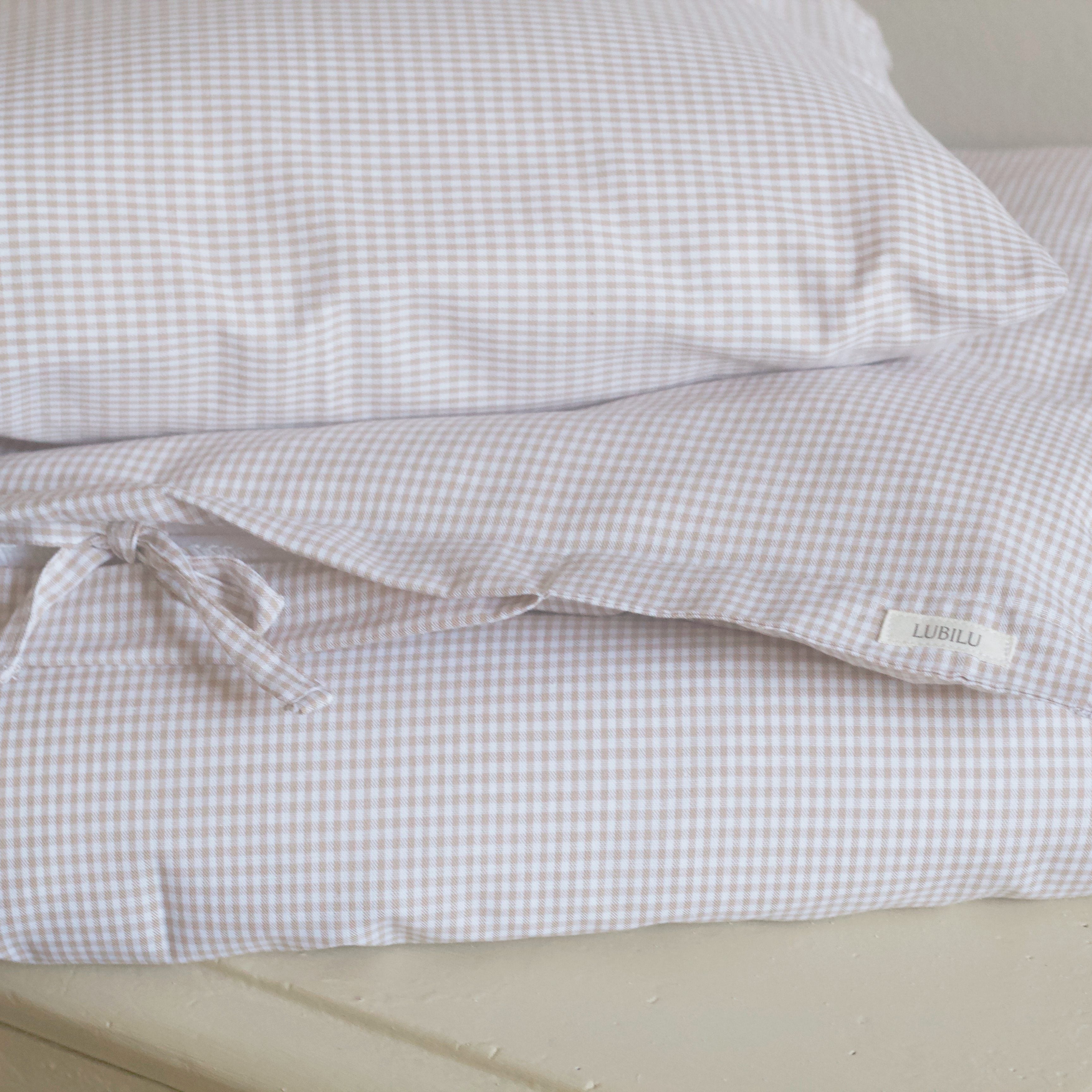 Junior bedset beige ruitjes