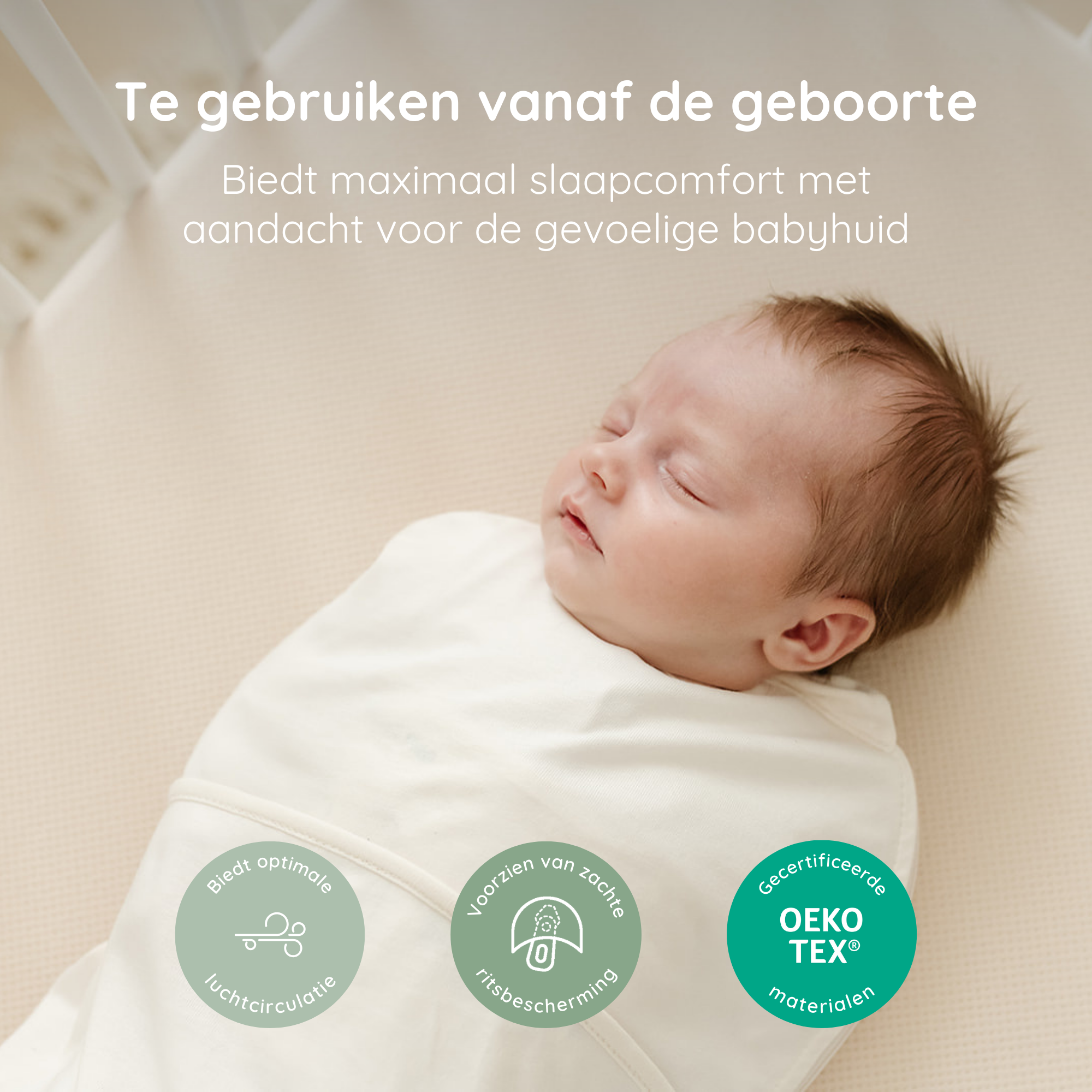 Baby ingebakerd Inbakerslaapzak Piep 0-3M Pure