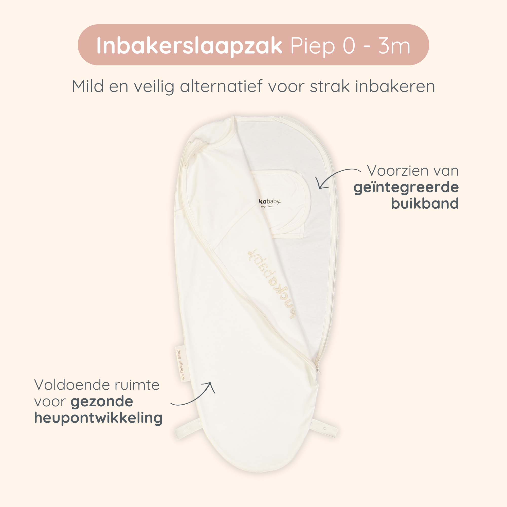 Instructie kaart Inbakerslaapzak Piep 0-3M Pure