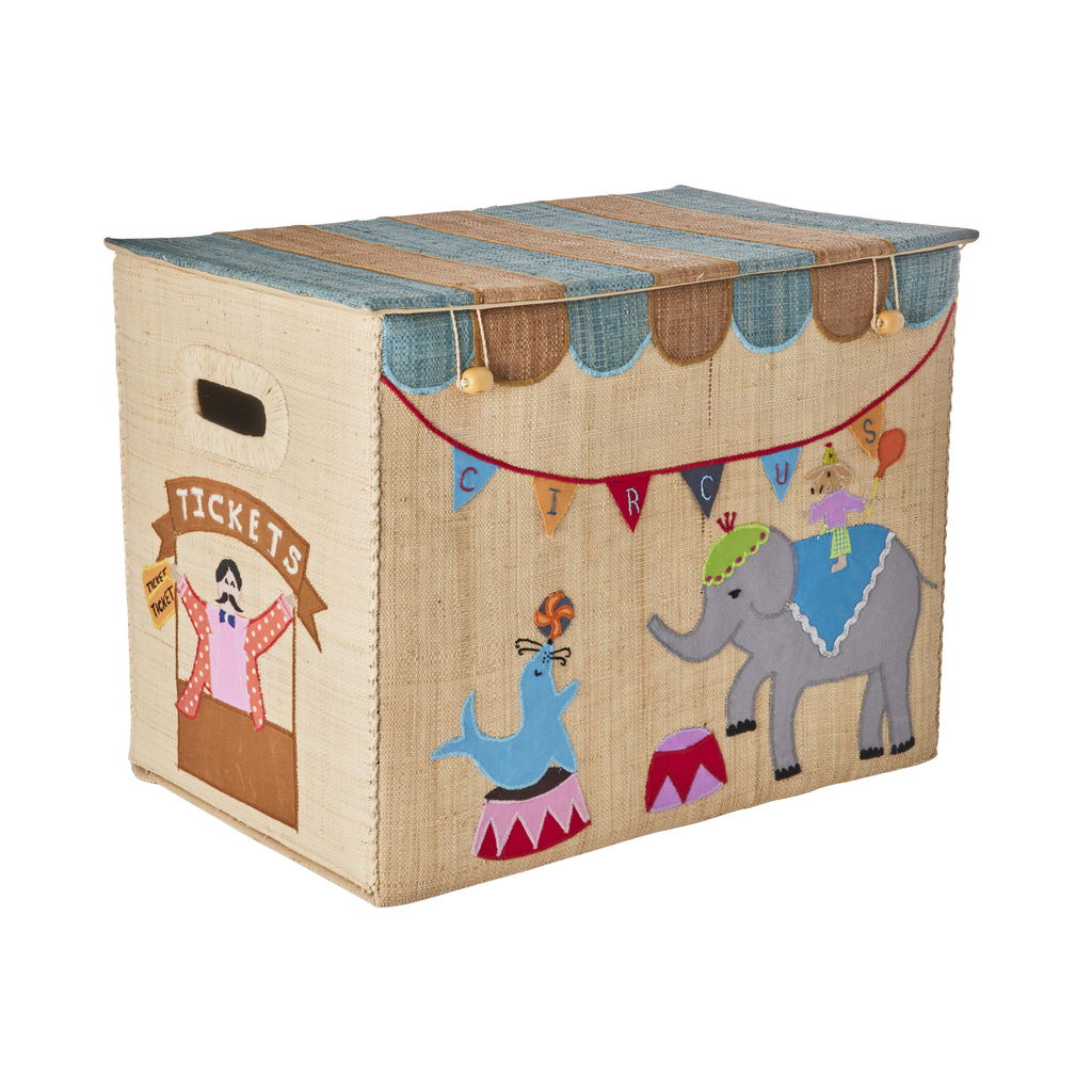 Boîte de rangement en raphia cirque beige