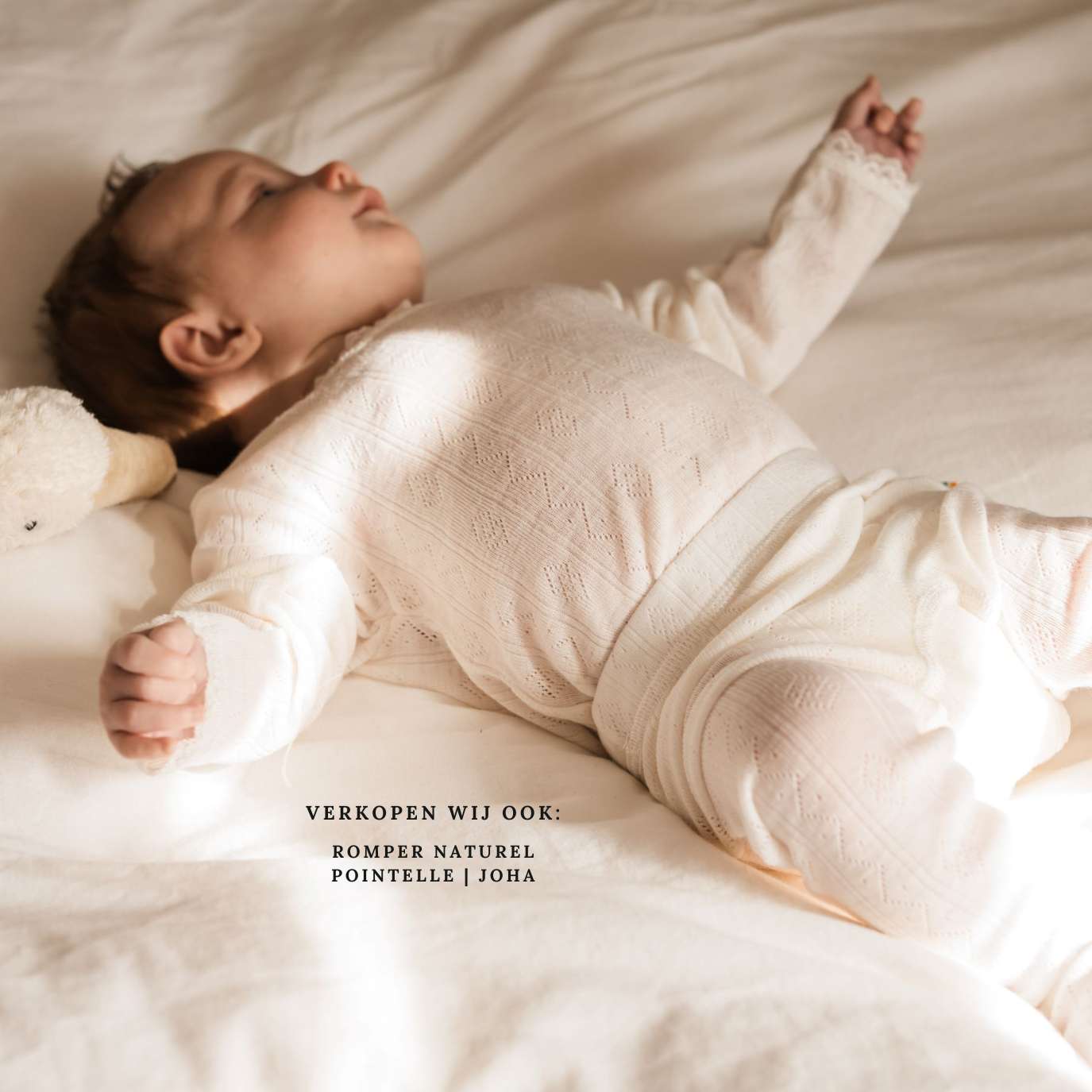 Legging Naturel Pointelle met voetje en romper lifestyle.