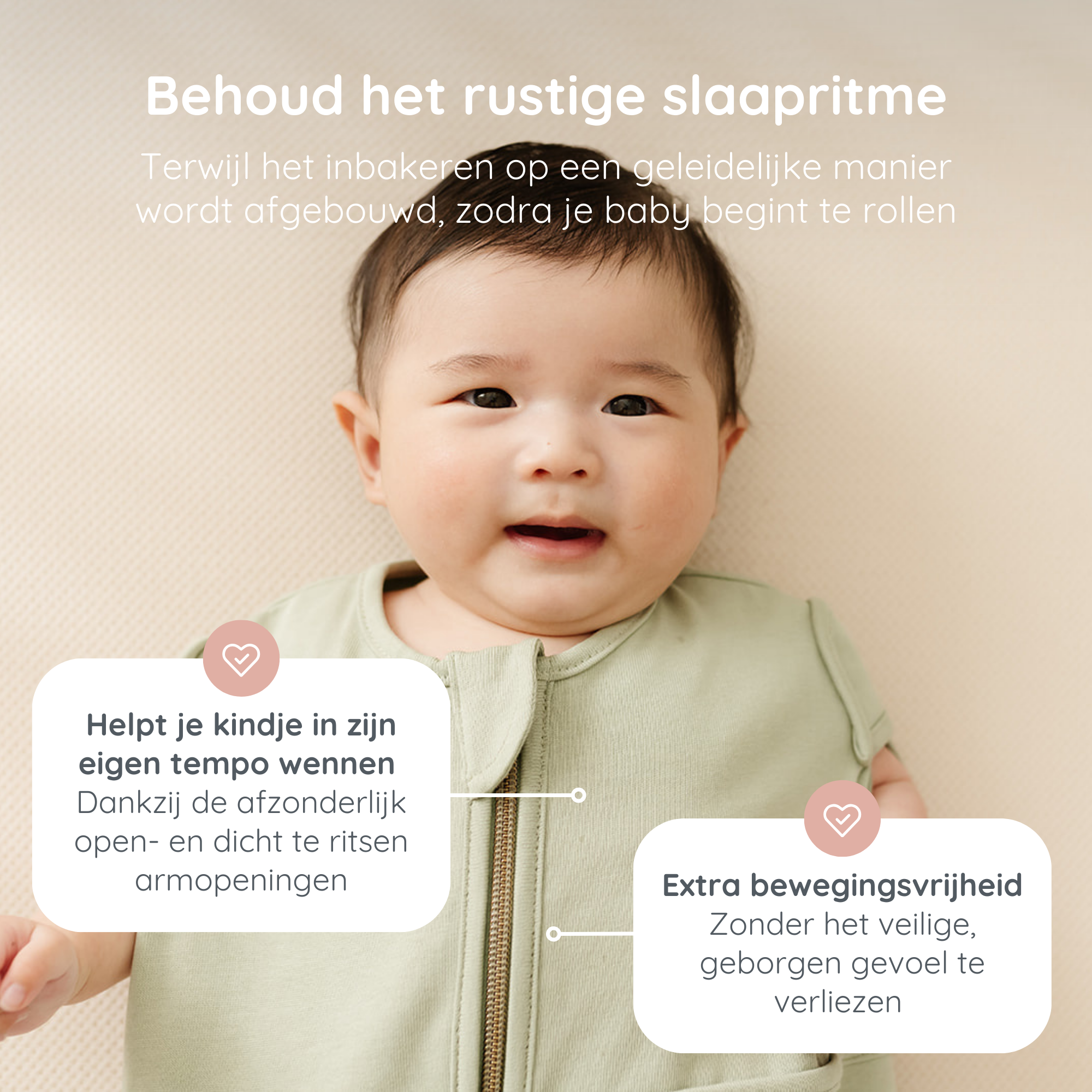 Baby met Slaapzak 3M-6M Olive aan