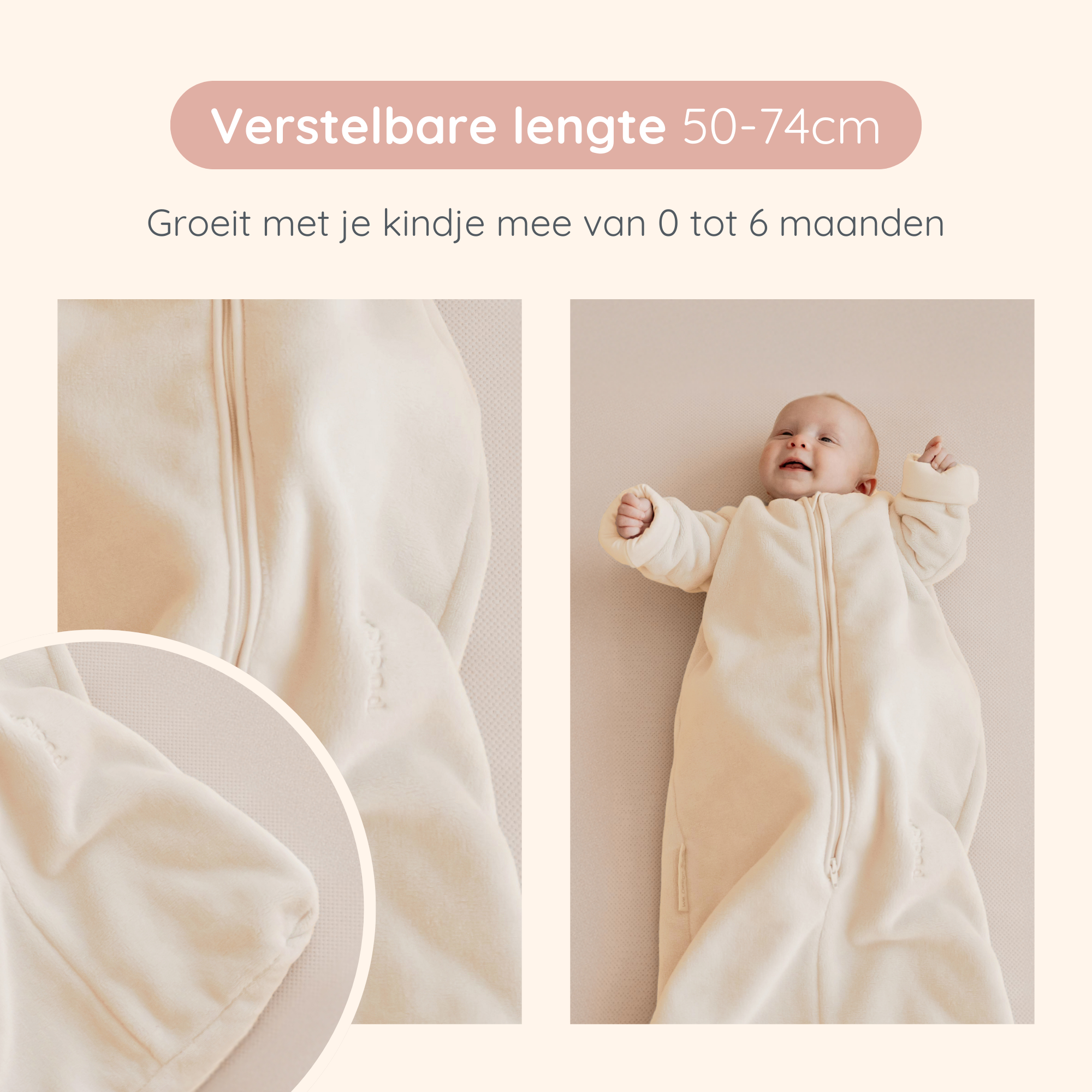 Baby aan met verstelbare Slaapzak Winter 0-6M Teddy Pure