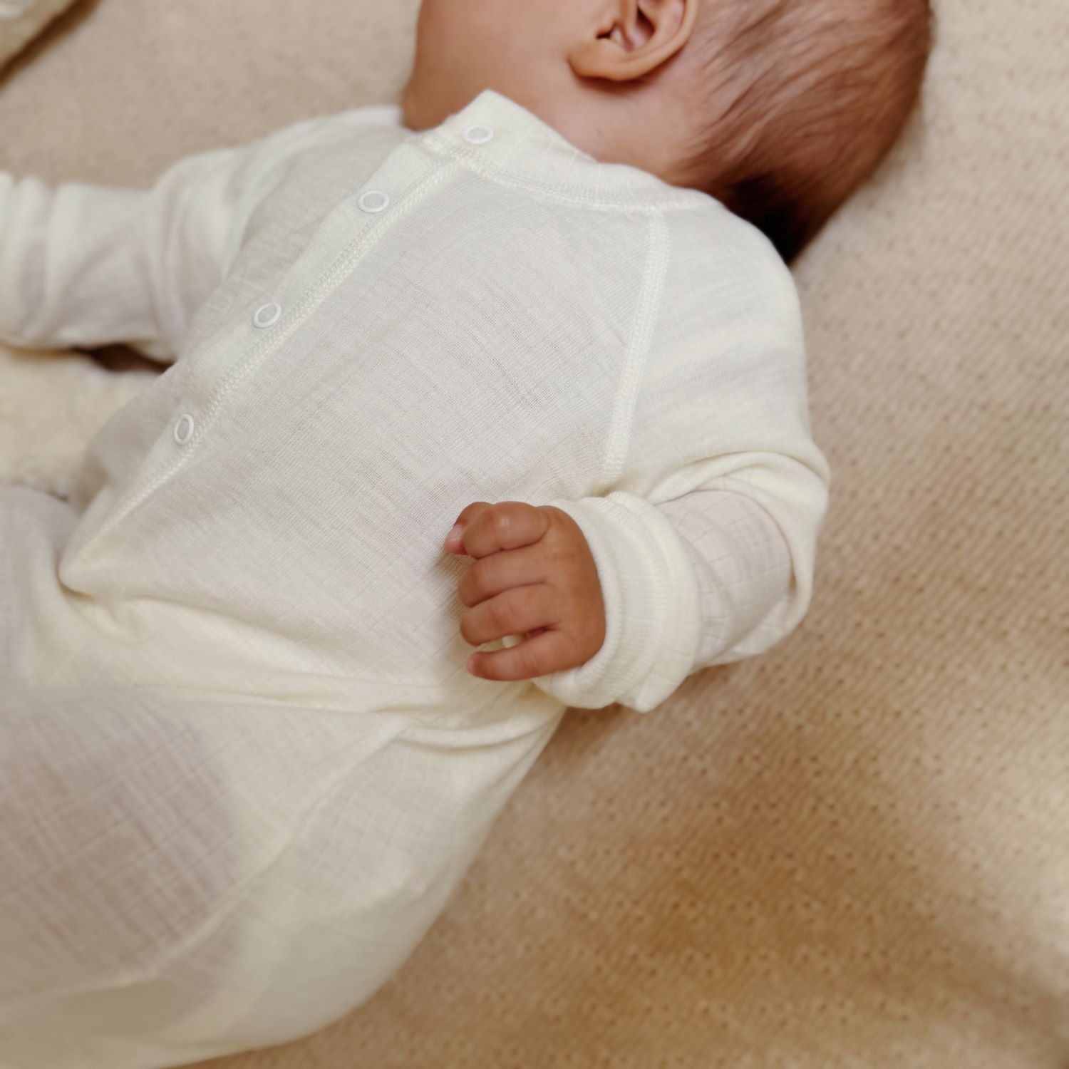 Slaapzak merinowol naturel Joha close up lifestyle