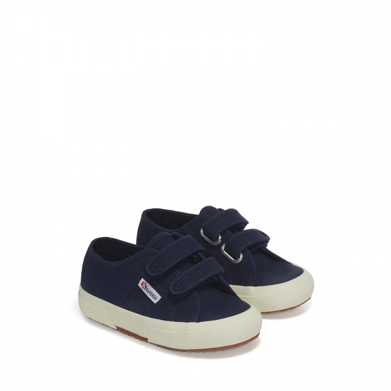Straps Classic Blue navy Superga zijkant schuin.