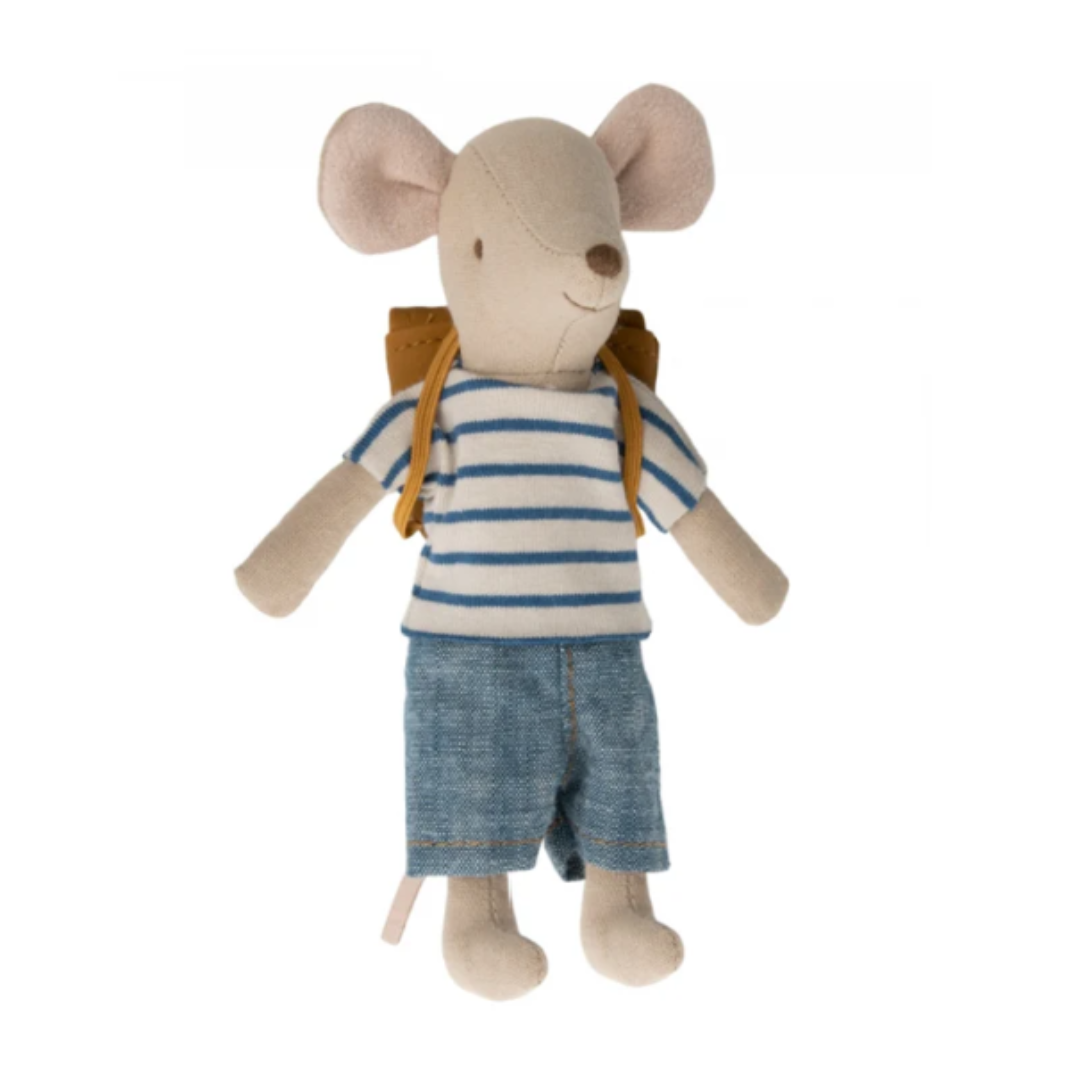 Tricycle mouse brother with bag Maileg voorzijde
