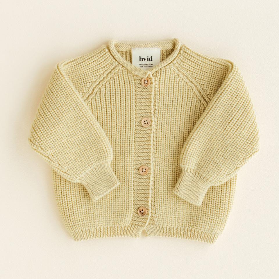 Vest baby light yellow hvid voorzijde.