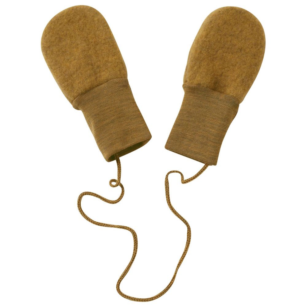 Wolfleece wantjes saffraan voorzijde