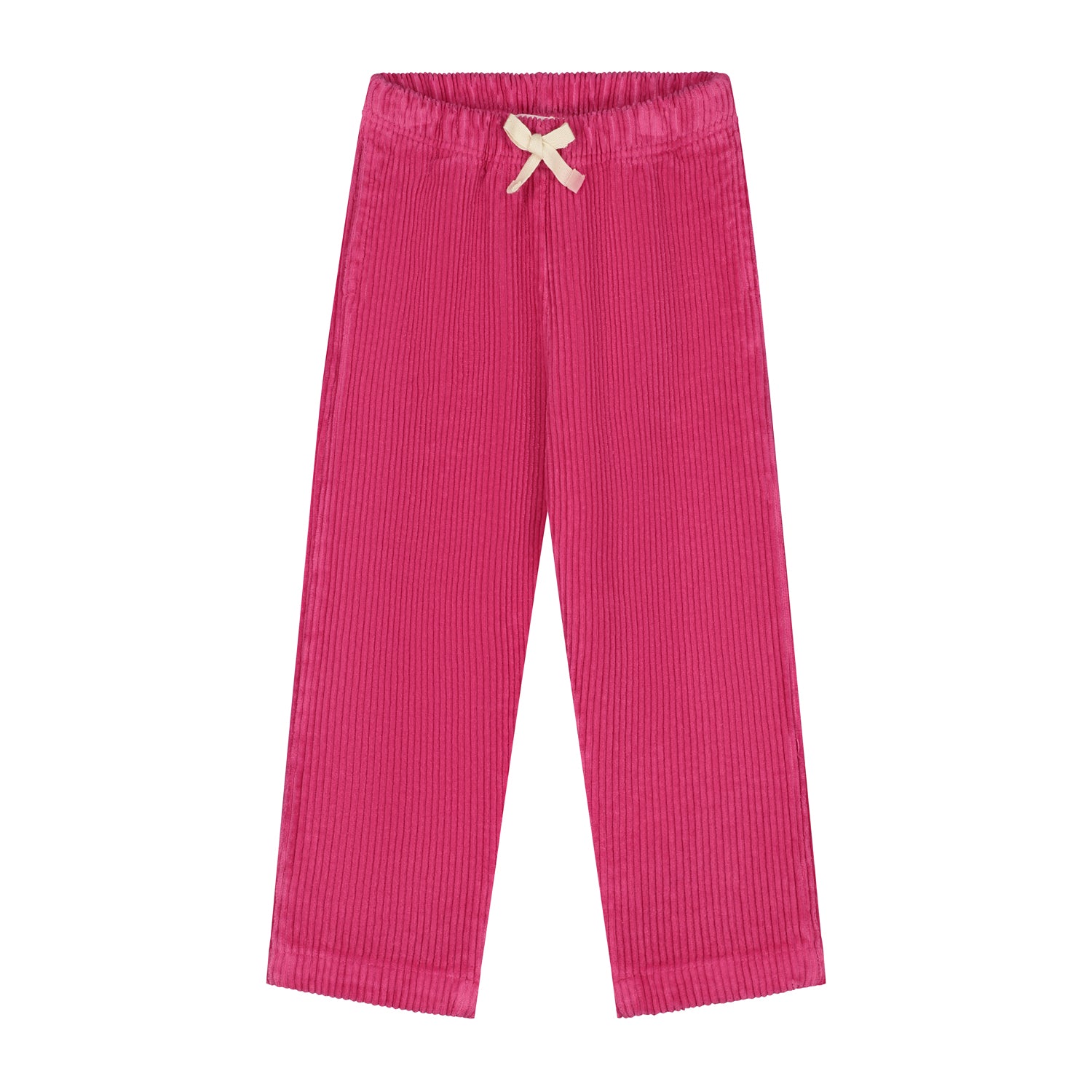Fuchsia corduroy broek met een wit strikje voor kinderen van het merk Yuki