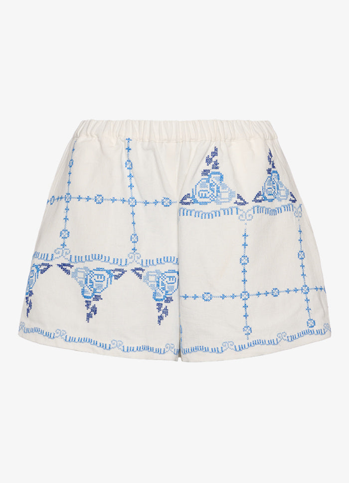 PRE-ORDER Myra Shorts Ecru Blue