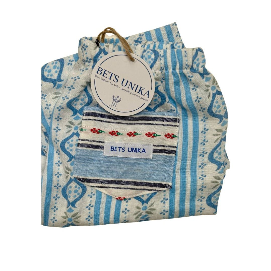 Vintage textiel broek blauw - Charly's