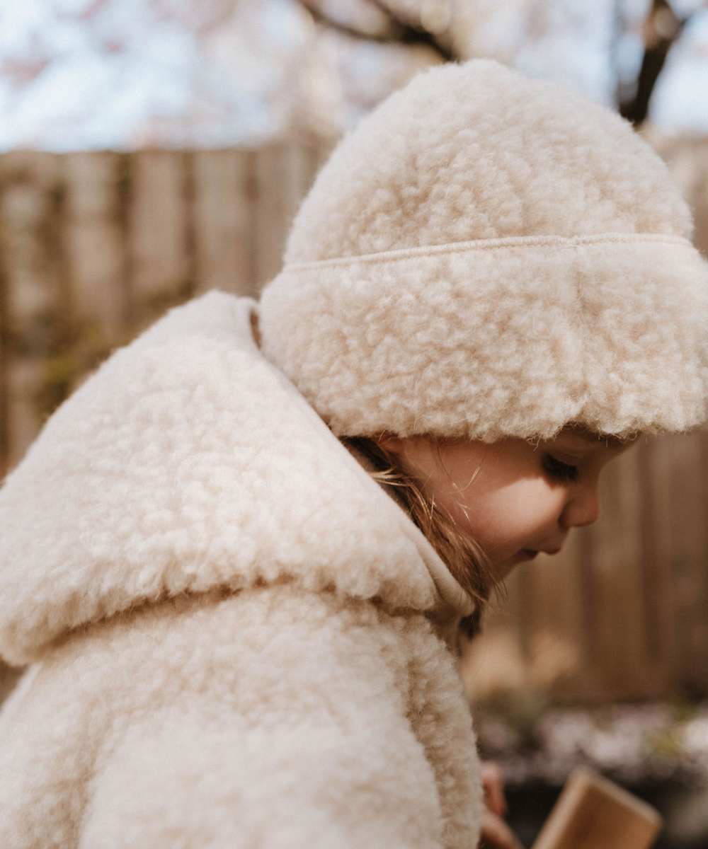 Beanie 100% wol beige
