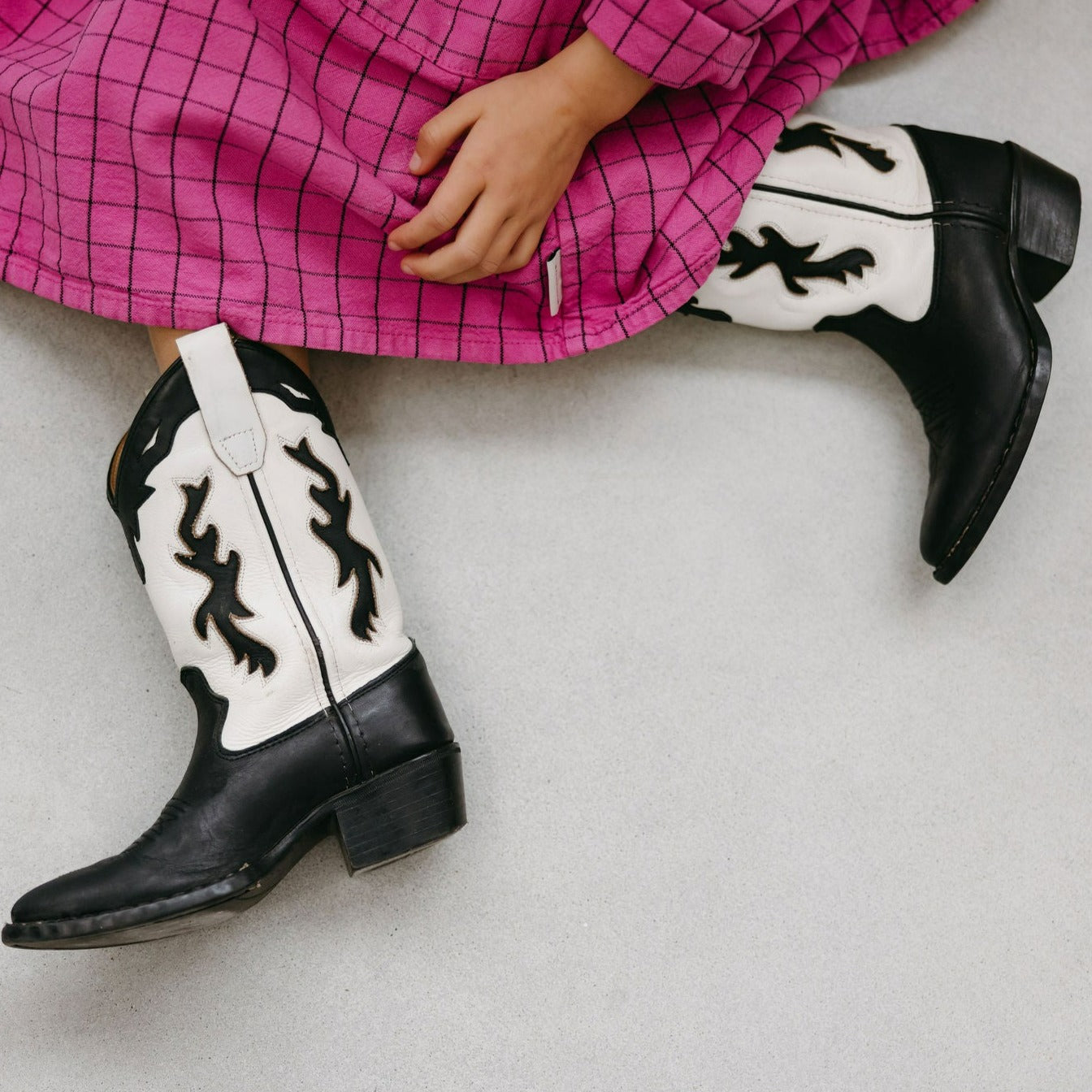 Zwart witte cowboy boots gemaakt voor leer voor kinderen en volwassenen van Bootstock