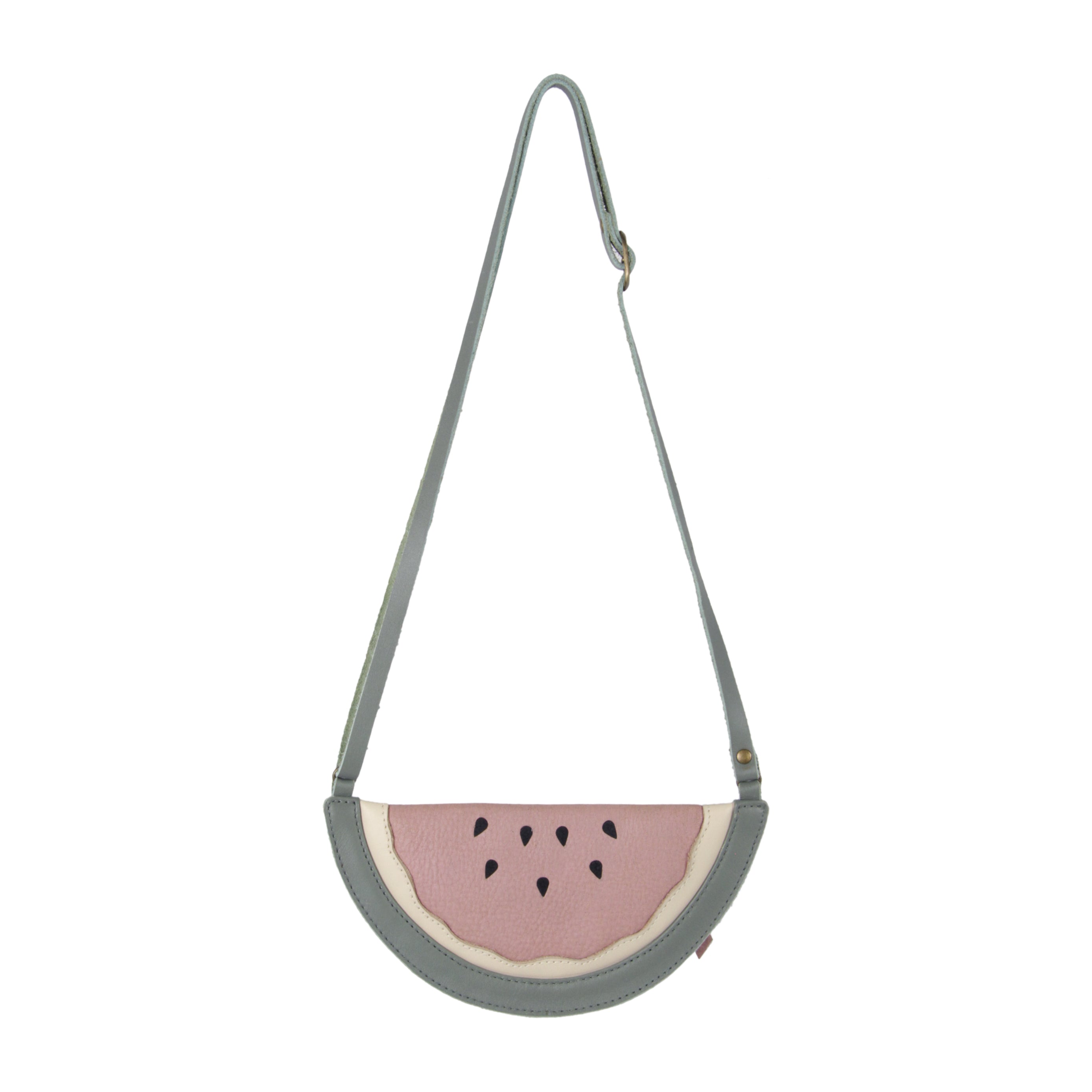 Leren tas voor kinderen in de vorm van een watermeloen van donsje.