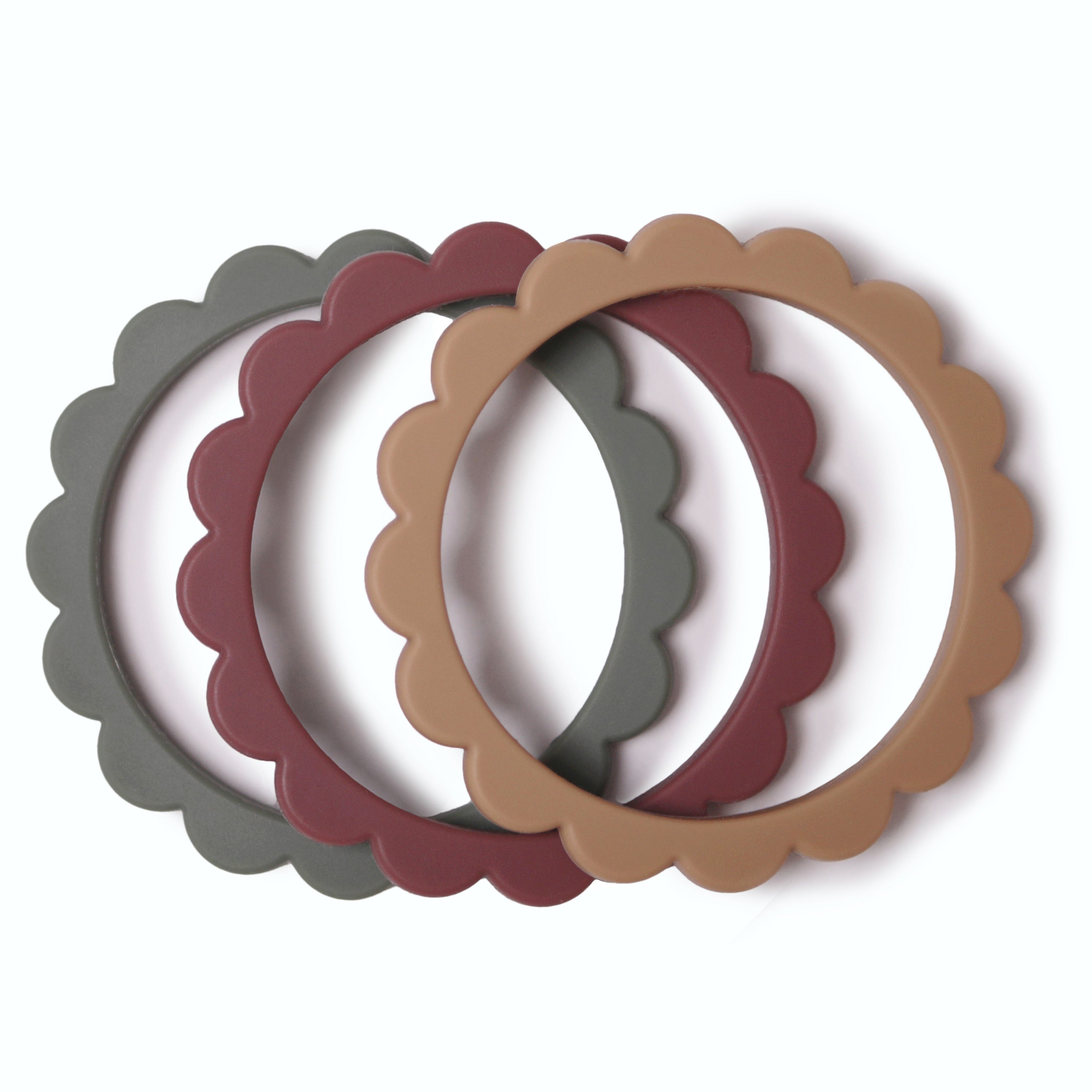 Bloemen speelgoed bijtringen voor baby's tegen pijn bij het doorkomen van tandjes in verschillende kleuren van Mushie.