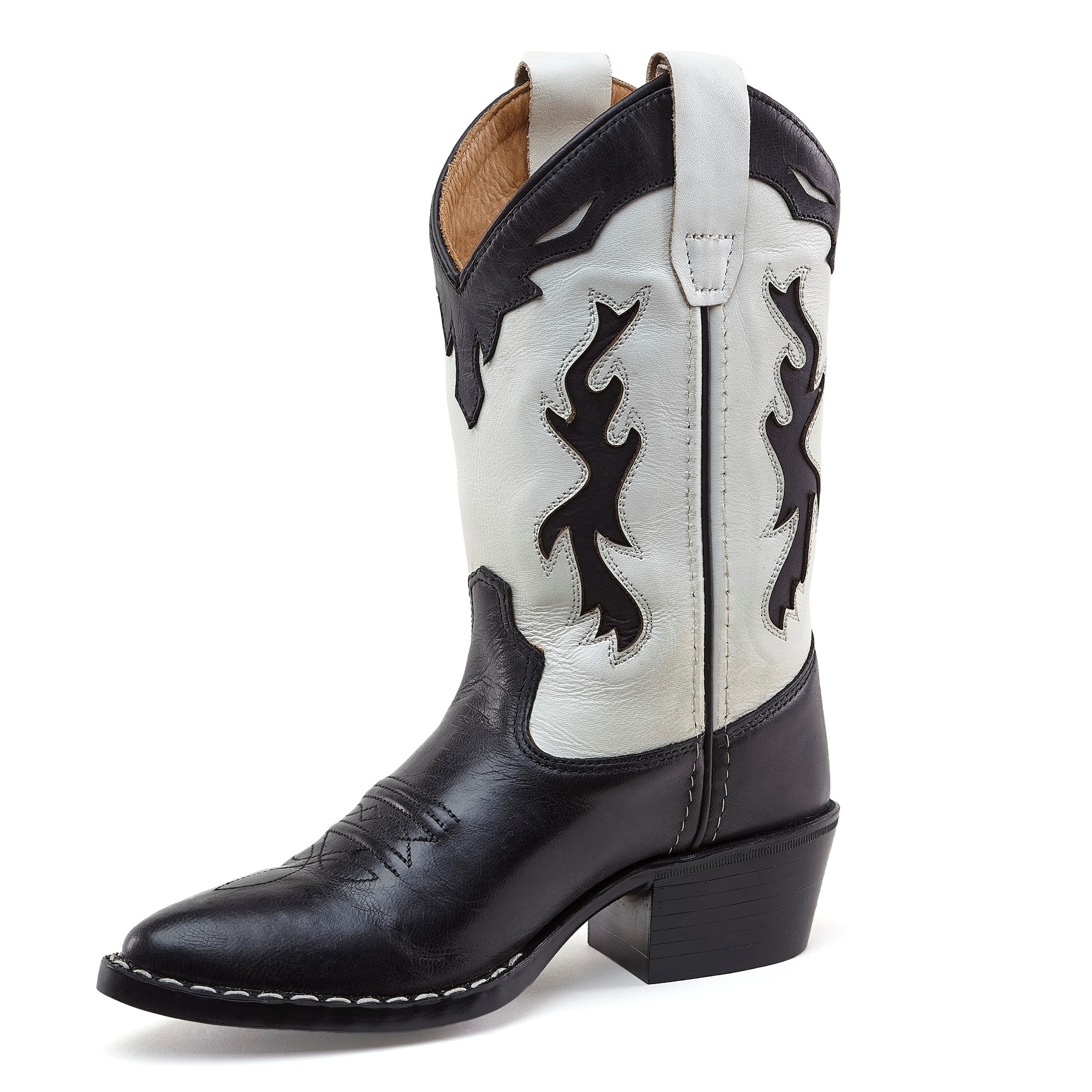 Zwart witte cowboy boots gemaakt voor leer voor kinderen en volwassenen van Bootstock