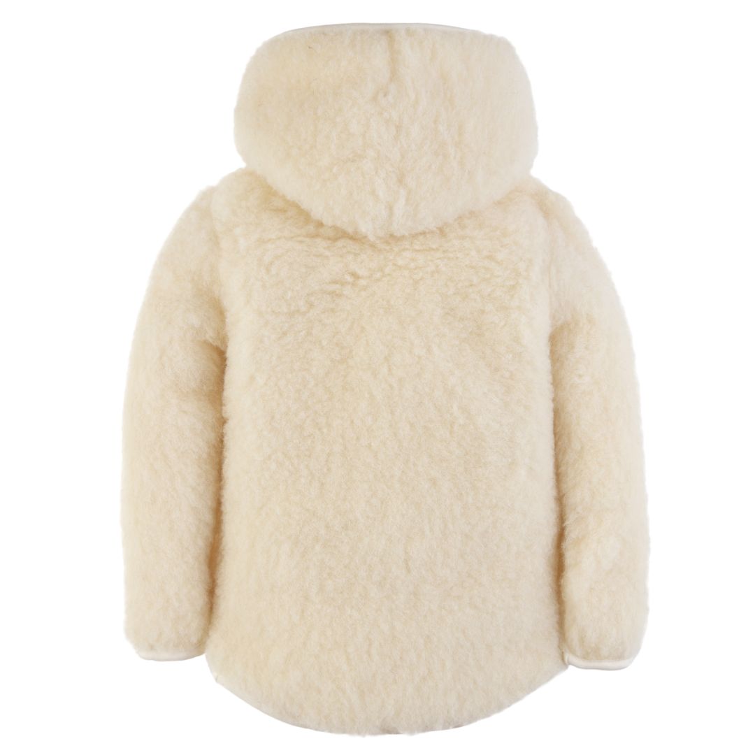 Jasje in de kleur naturel voor kinderen gemaakt van wol van het merk Alwero.