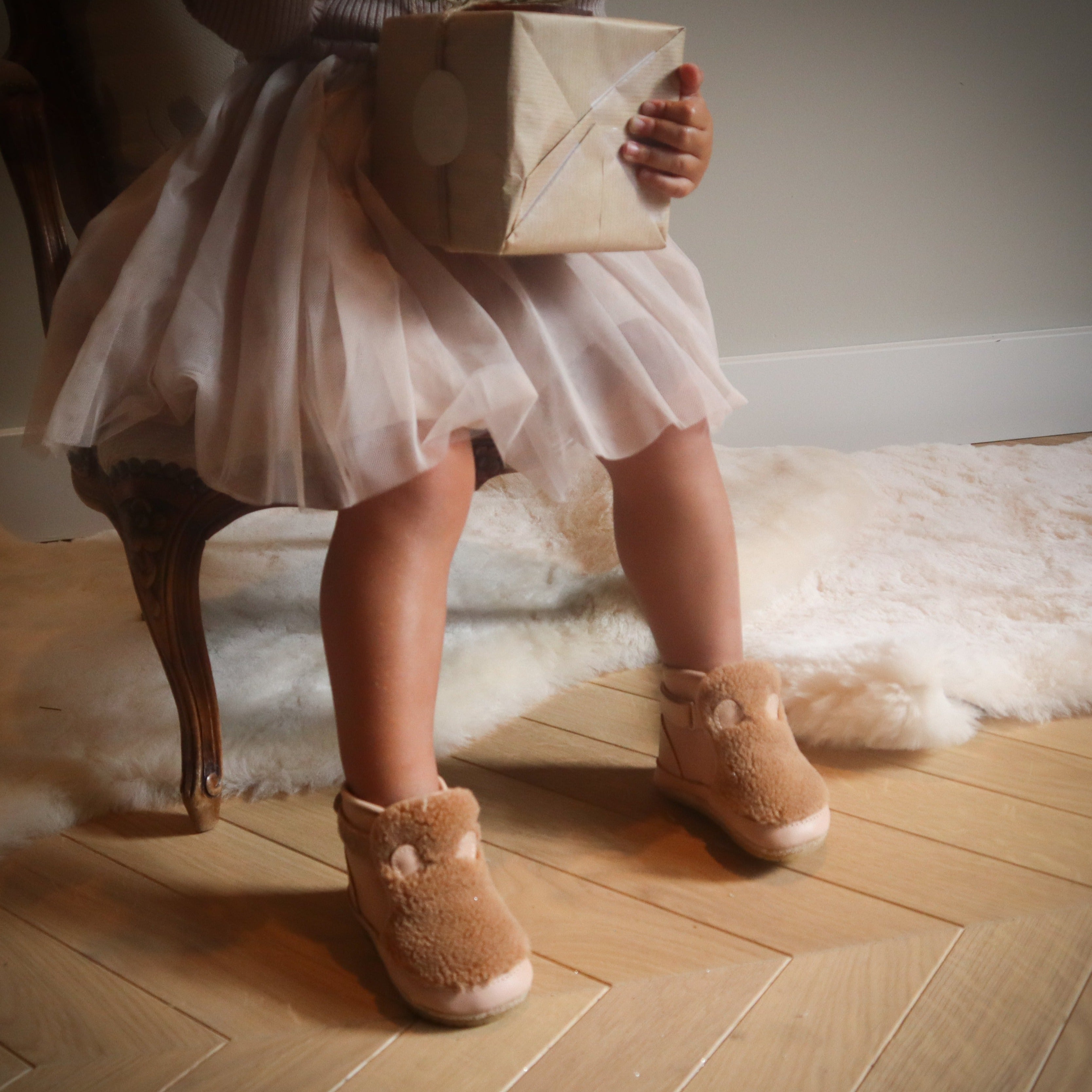 Slofjes light maple faux fur - Charly's