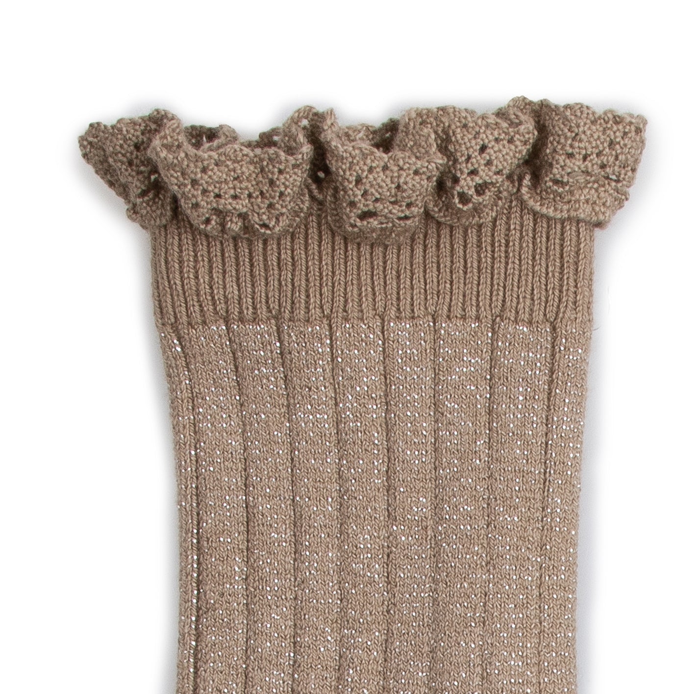 Sokken glitter taupe ribbed - Charly's